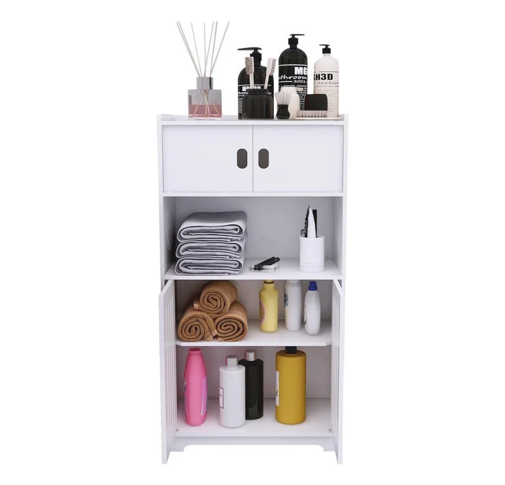 JEOBEST Badkommode Freistehende Bodenschränke, Beistellschrank, Aufbewahrungsschrank, Platzsparendes Badmöbel, Weiß - Bild 2