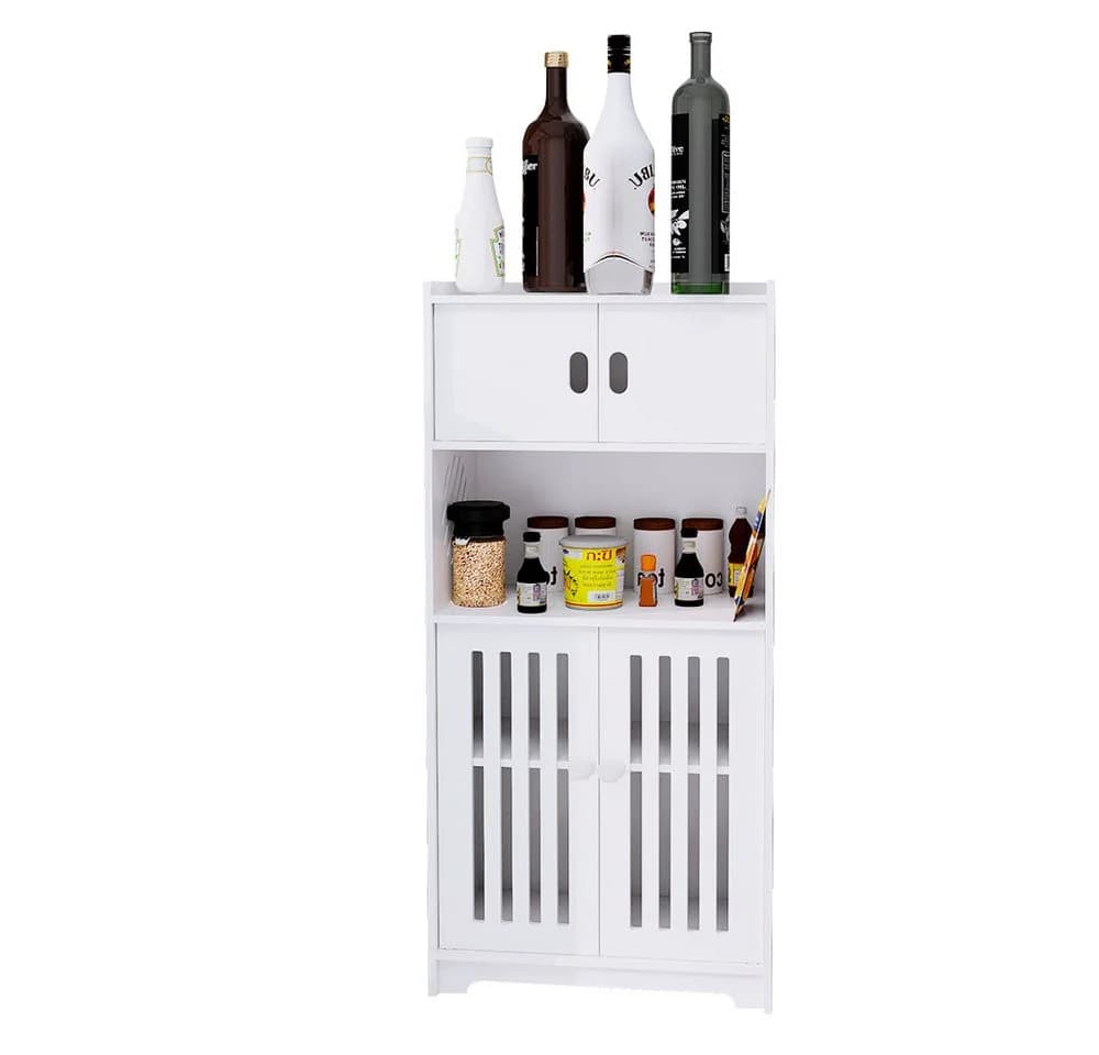 JEOBEST Badkommode Freistehende Bodenschränke, Beistellschrank, Aufbewahrungsschrank, Platzsparendes Badmöbel, Weiß - Bild 3