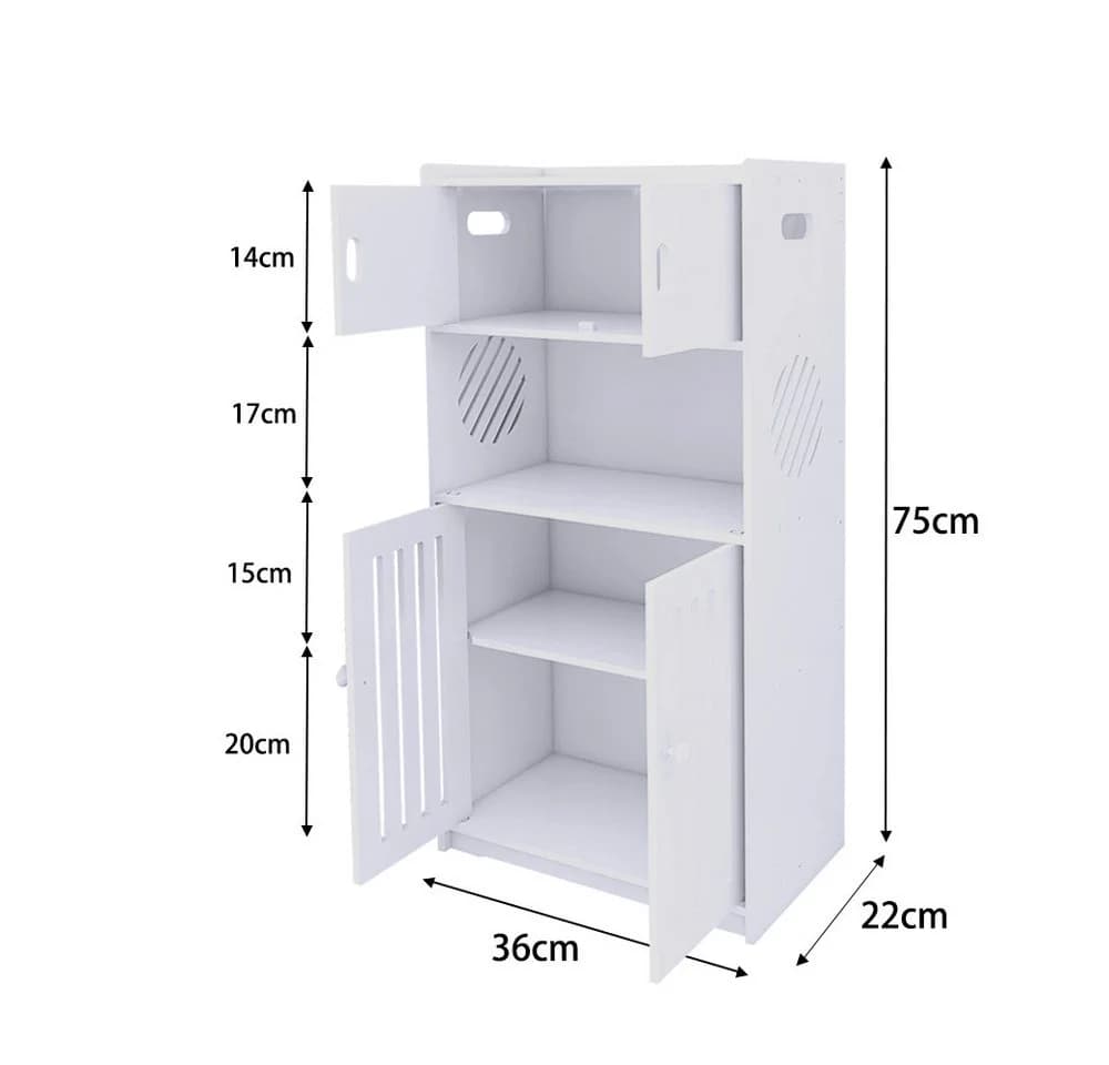JEOBEST Badkommode Freistehende Bodenschränke, Beistellschrank, Aufbewahrungsschrank, Platzsparendes Badmöbel, Weiß - Bild 4