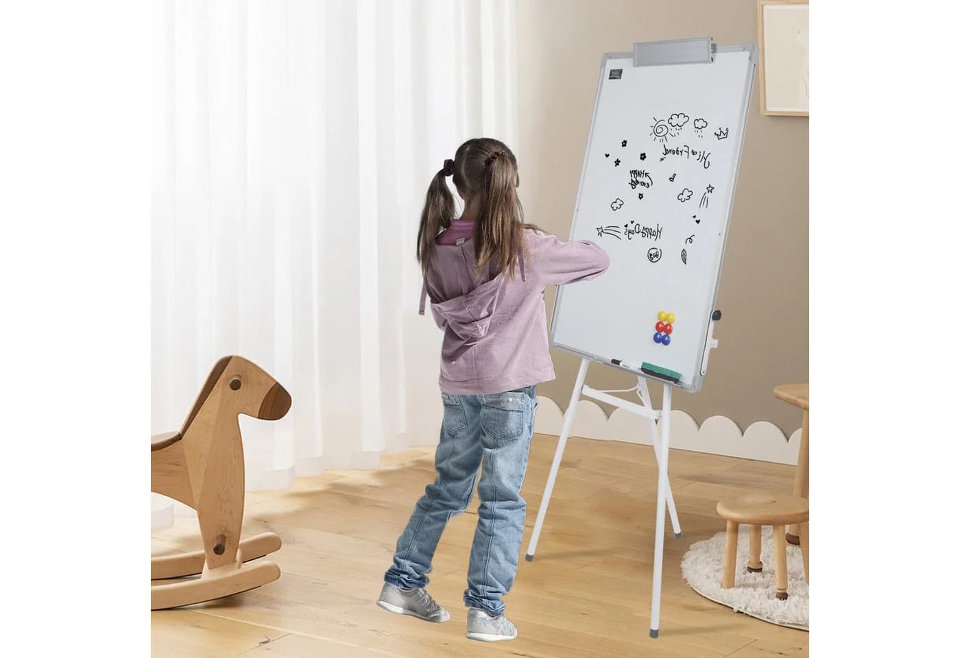 JEOBEST Magnettafel Whiteboard mit Ständer Höhenverstellbar Weiss