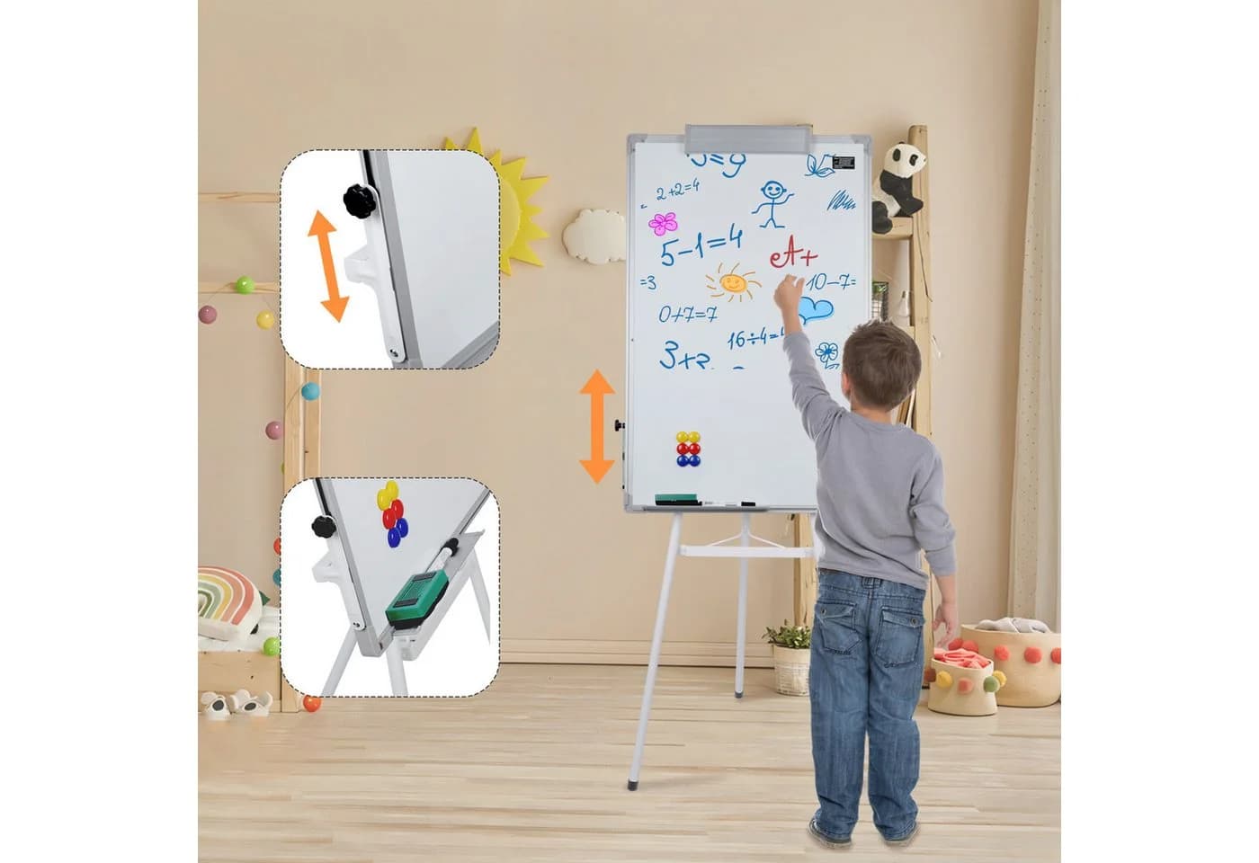 JEOBEST Magnettafel Whiteboard mit Ständer Höhenverstellbar Weiss - Bild 3