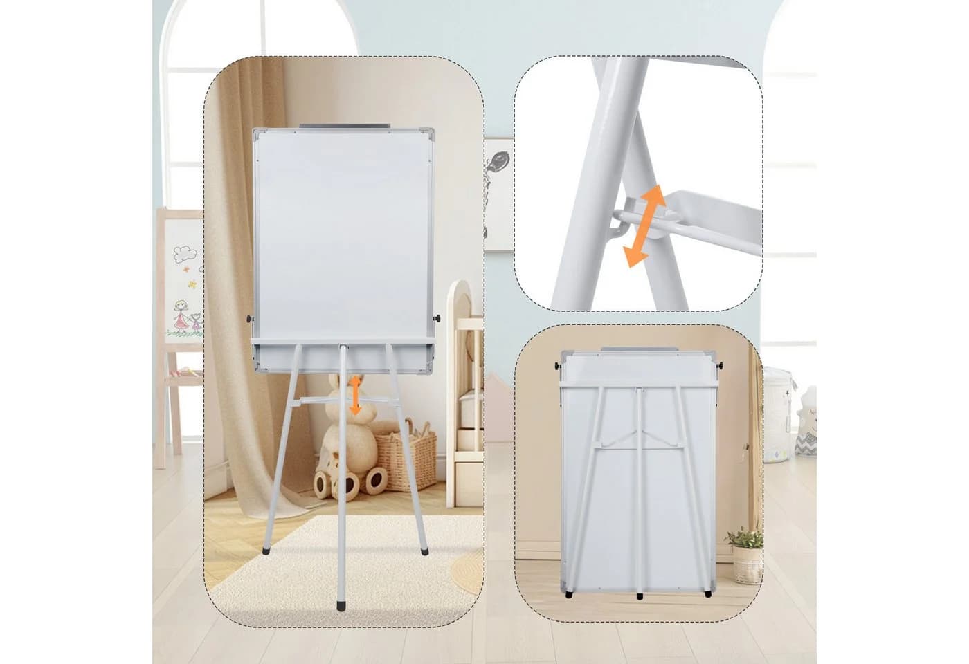JEOBEST Magnettafel Whiteboard mit Ständer Höhenverstellbar Weiss - Bild 4
