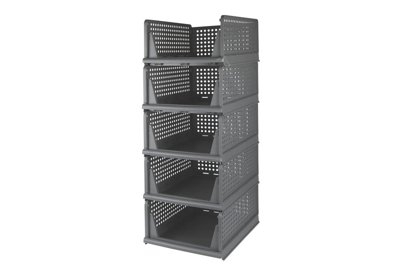 JEOBEST Schubladenbox Aufbewahrungsbox Grau 5er Set Klappbar Stapelbar - Bild 2