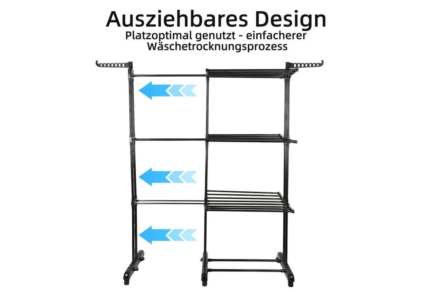 JEOBEST Wäscheständer Turm Ausziehbar Weiß 3 Ebenen - Bild 4