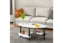 JEOBEST Couchtisch Oval 90x50cm mit 2 Ablagen Skandinavisch Bild 1