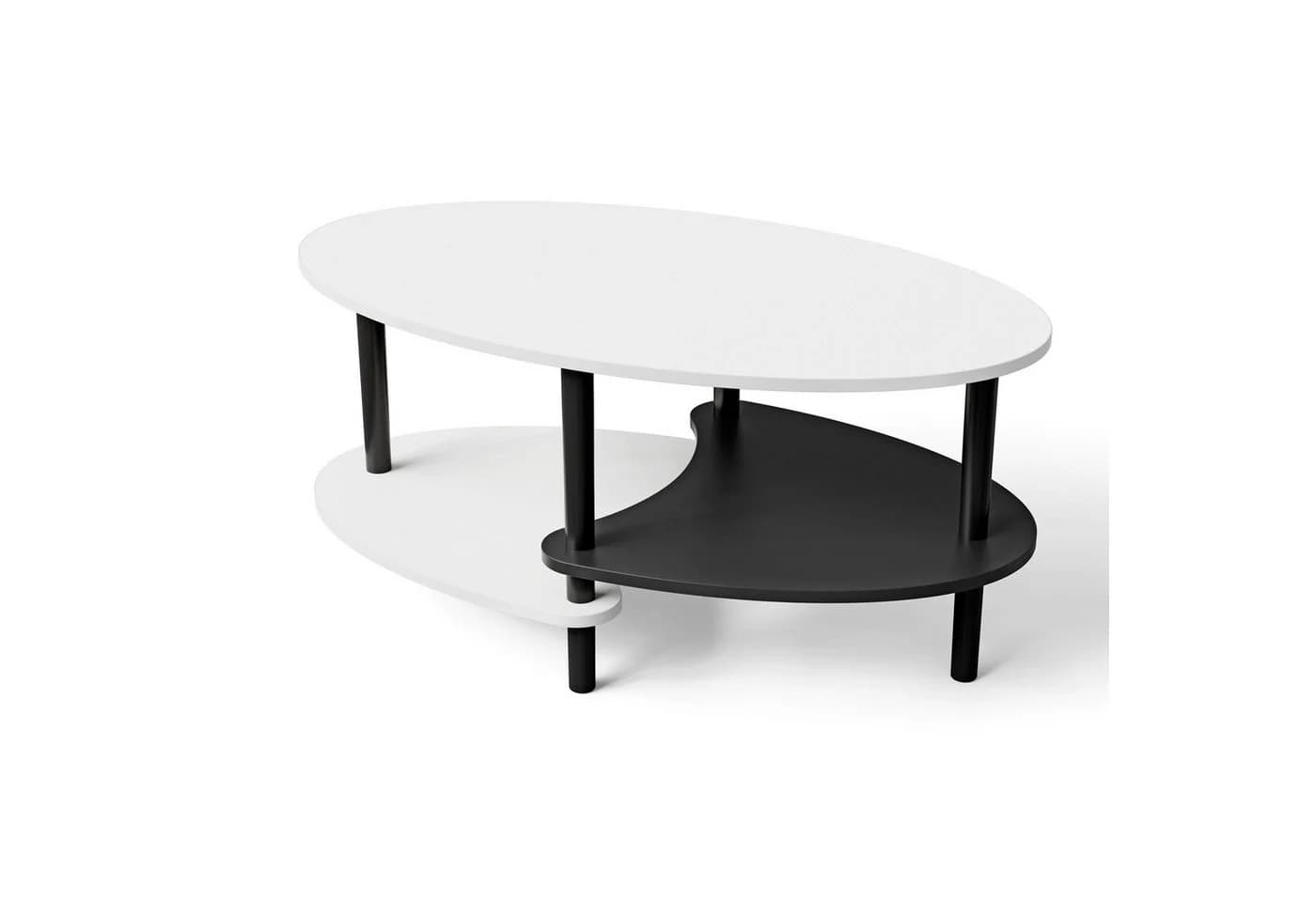 JEOBEST Couchtisch Oval 90x50cm mit 2 Ablagen Skandinavisch - Bild 2