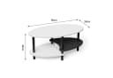 JEOBEST Couchtisch Oval 90x50cm mit 2 Ablagen Skandinavisch Bild 4