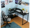 JEOBEST Eckschreibtisch Schwarz mit Regal & Monitor-Ständer Bild 4