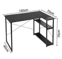 JEOBEST Eckschreibtisch Schwarz mit Regal & Monitor-Ständer Bild 5