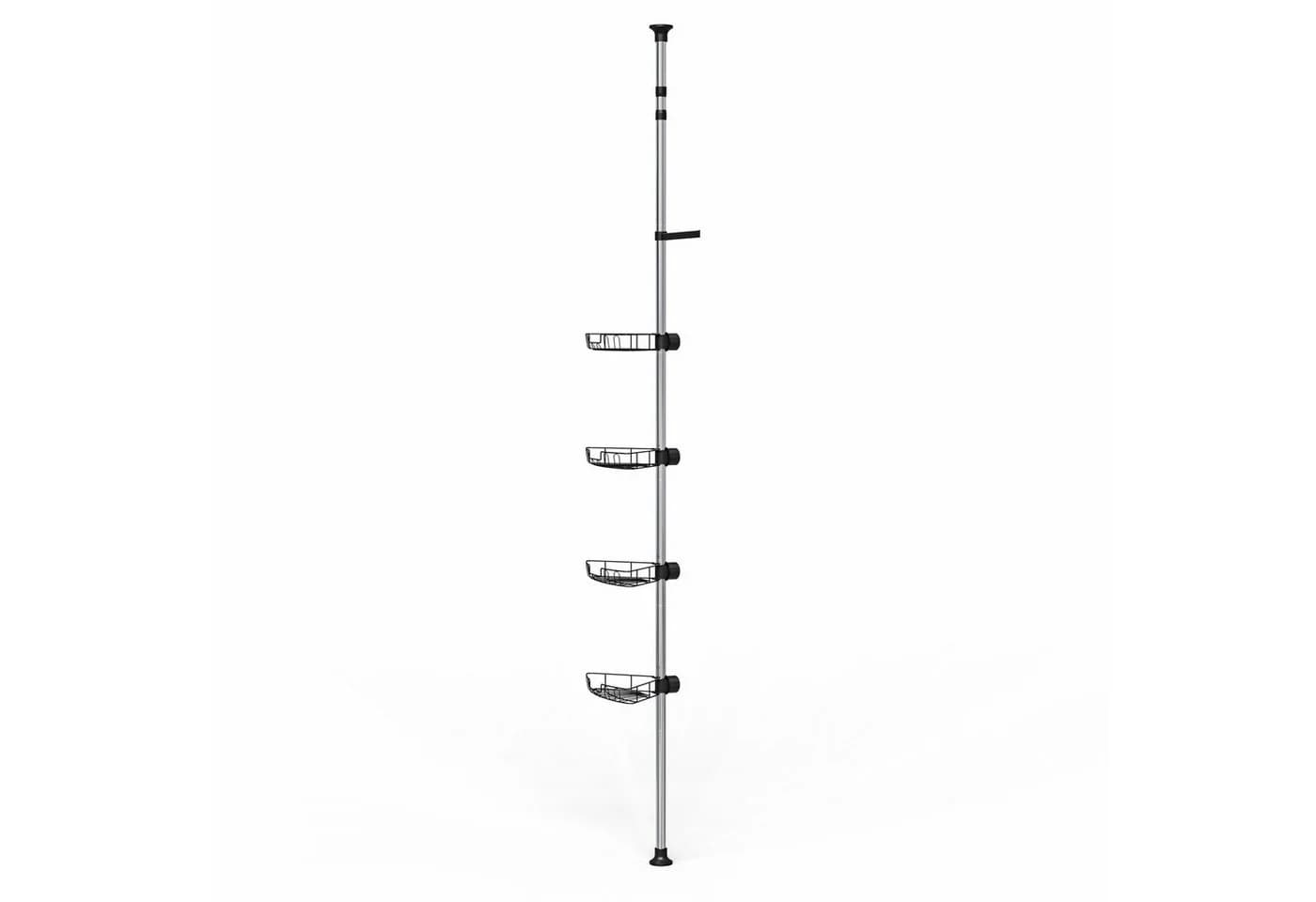 JEOBEST Teleskopregal Duschablage ohne Bohren Höhenverstellbar 75-300cm Metall Eckregal Badregal mit 4 Duschkörben Edelstahl - Bild 4