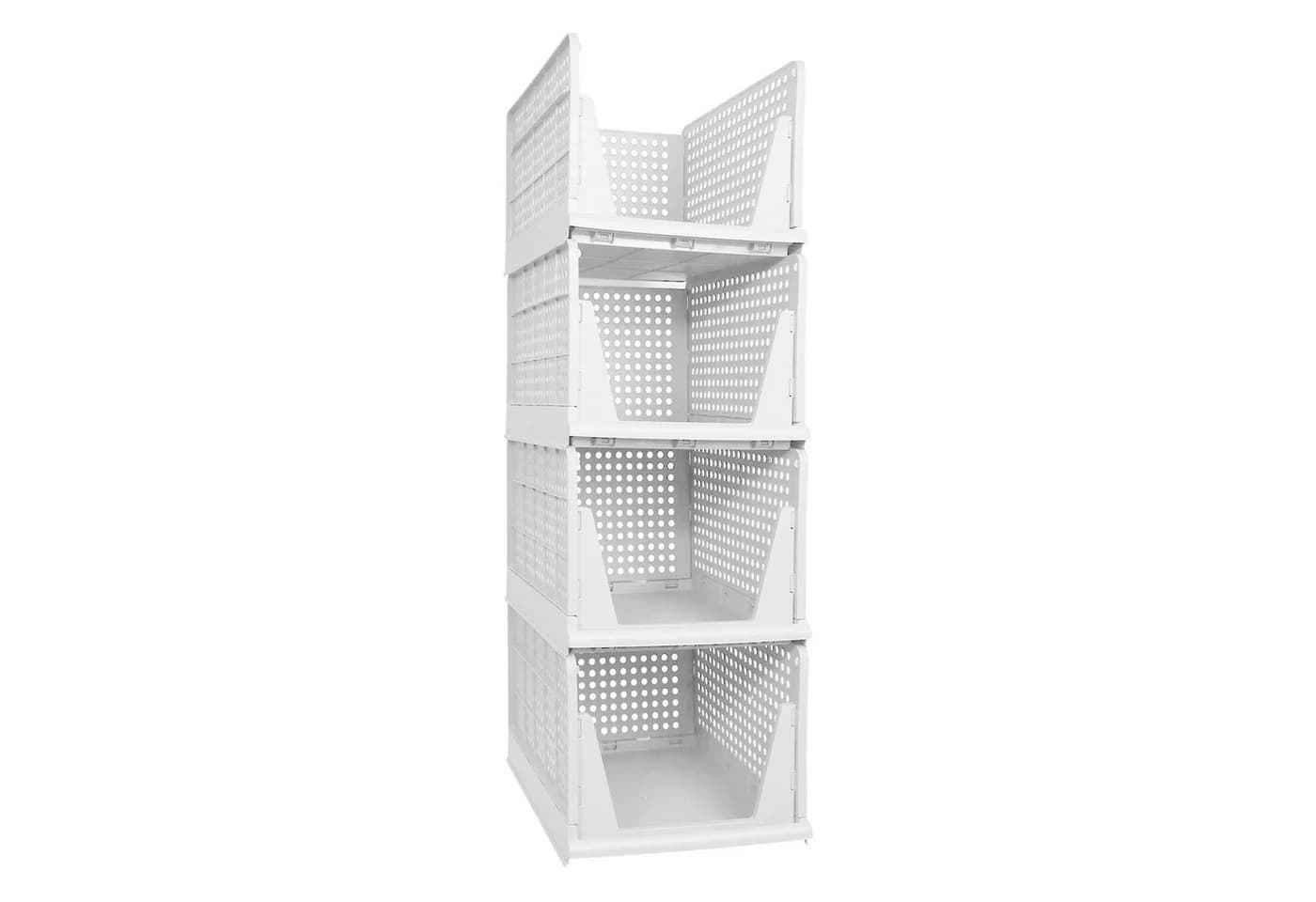 JEOBEST Schubladenbox 4er Set Weiß Stapelbar Faltbar - Bild 5