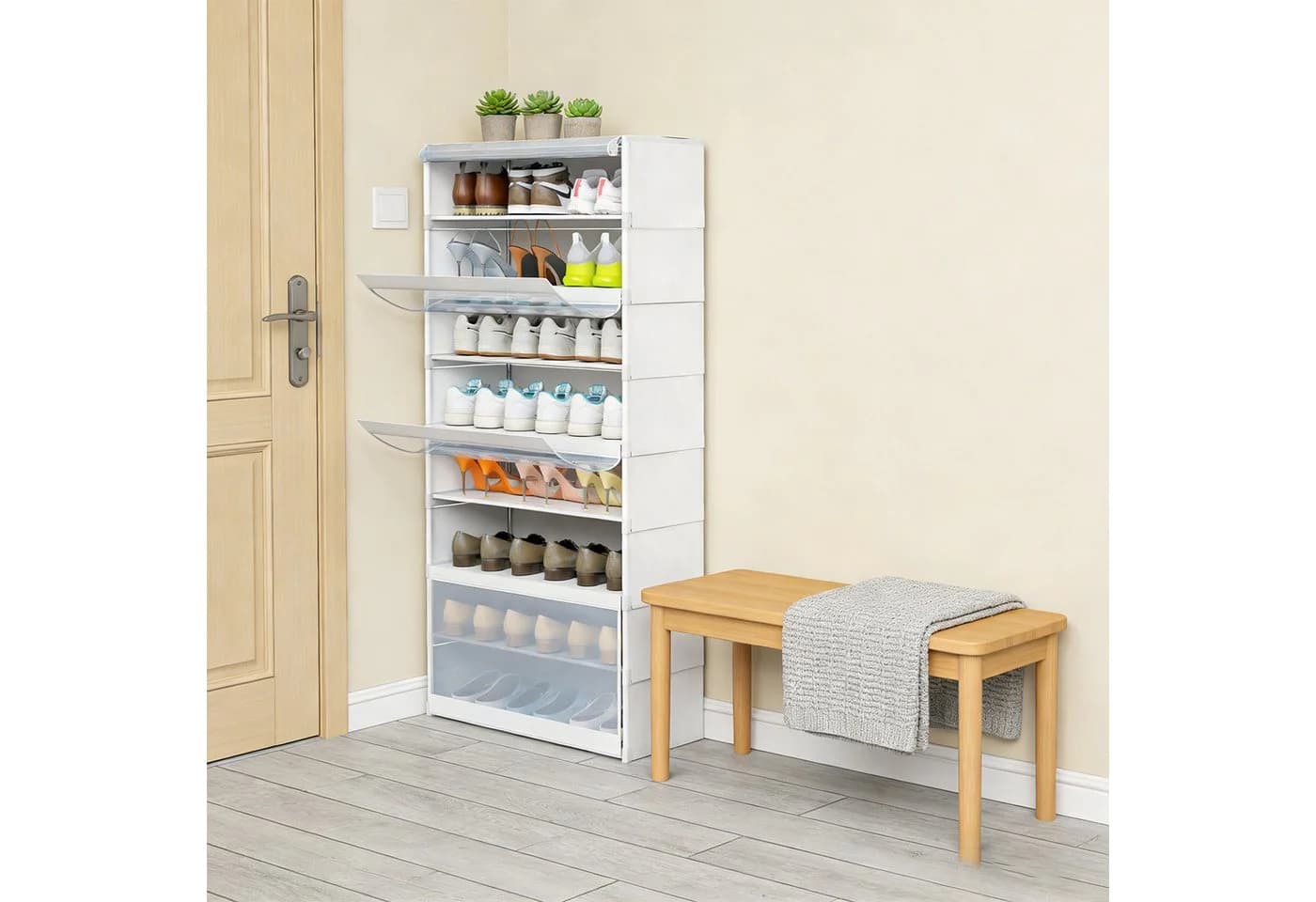 JEOBEST Schuhregal 8-stufiger Schuhschrank PP-Kunststoff - Bild 3