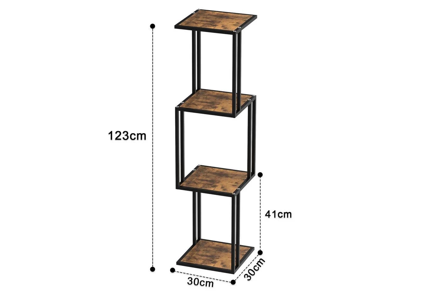JEOBEST Standregal Industriestil 4 Ablagen Braun/Schwarz - Bild 5