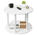 JEOBEST Couchtisch Rund 60cm Weiß Mit Rollen Bild 2
