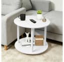JEOBEST Couchtisch Rund 60cm Weiß Mit Rollen Bild 3