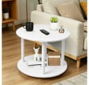 JEOBEST Couchtisch Rund 60cm Weiß Mit Rollen Bild 4