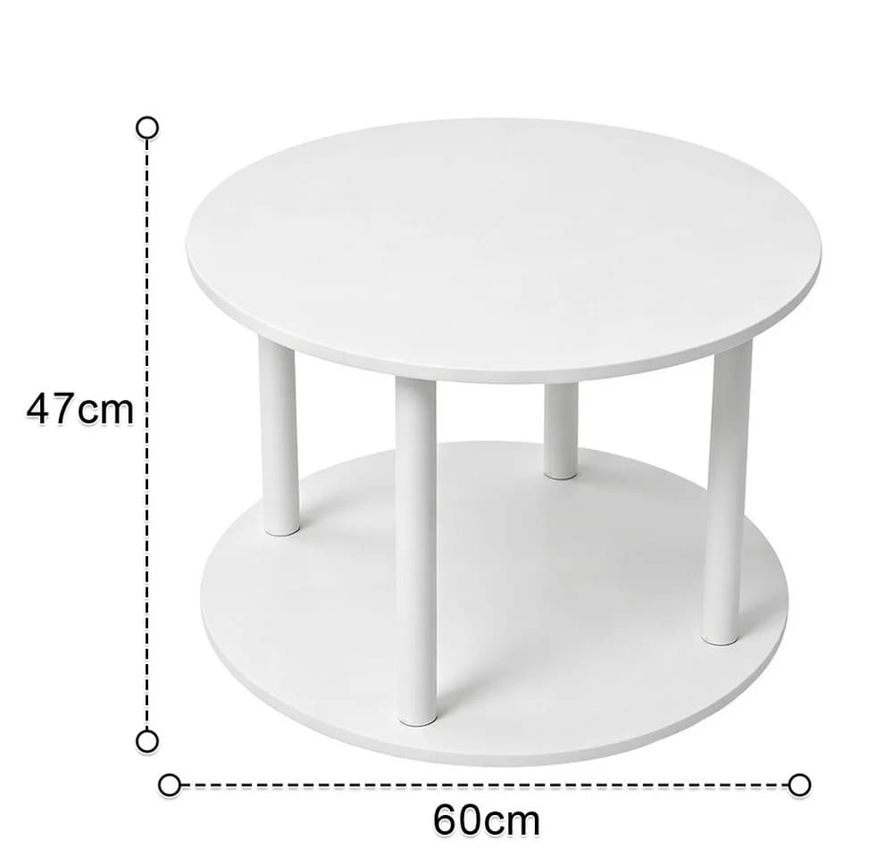 JEOBEST Couchtisch Rund 60cm Weiß Mit Rollen - Bild 5
