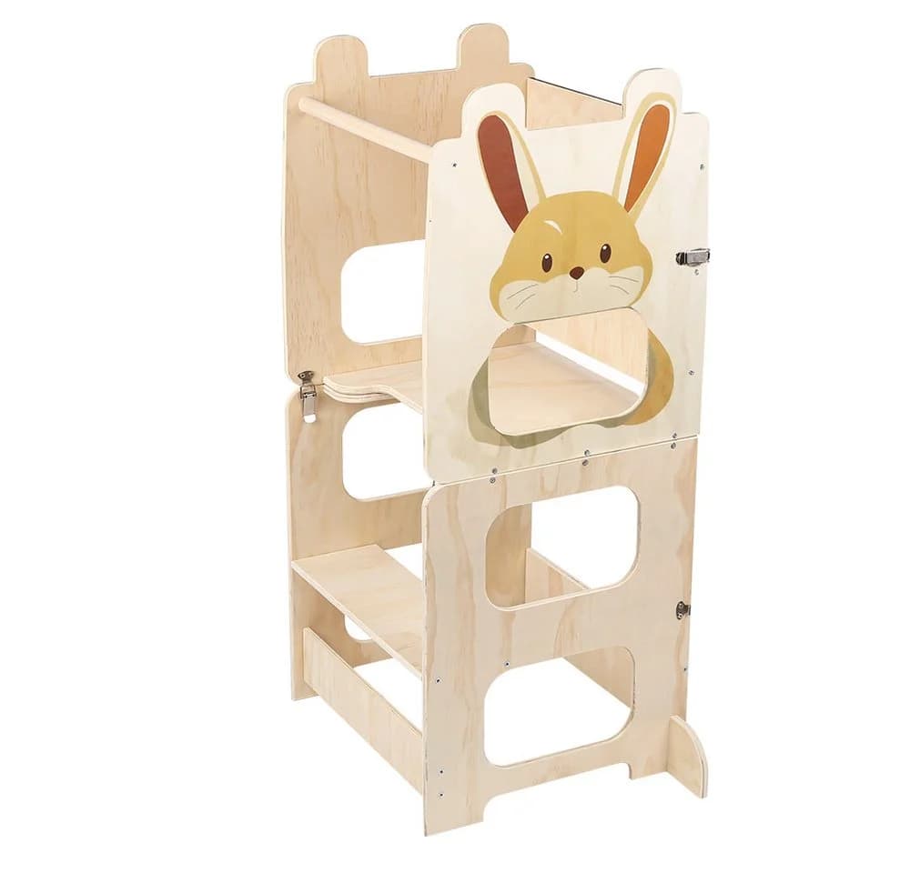 JEOBEST Lernturm Klappbar mit Kreidetafel Weiß Holz