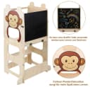 JEOBEST Lernturm Stehhilfe 3-in-1 mit Kreidetafel Braun Bild 1