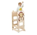 JEOBEST Lernturm Stehhilfe 3-in-1 mit Kreidetafel Braun Bild 2