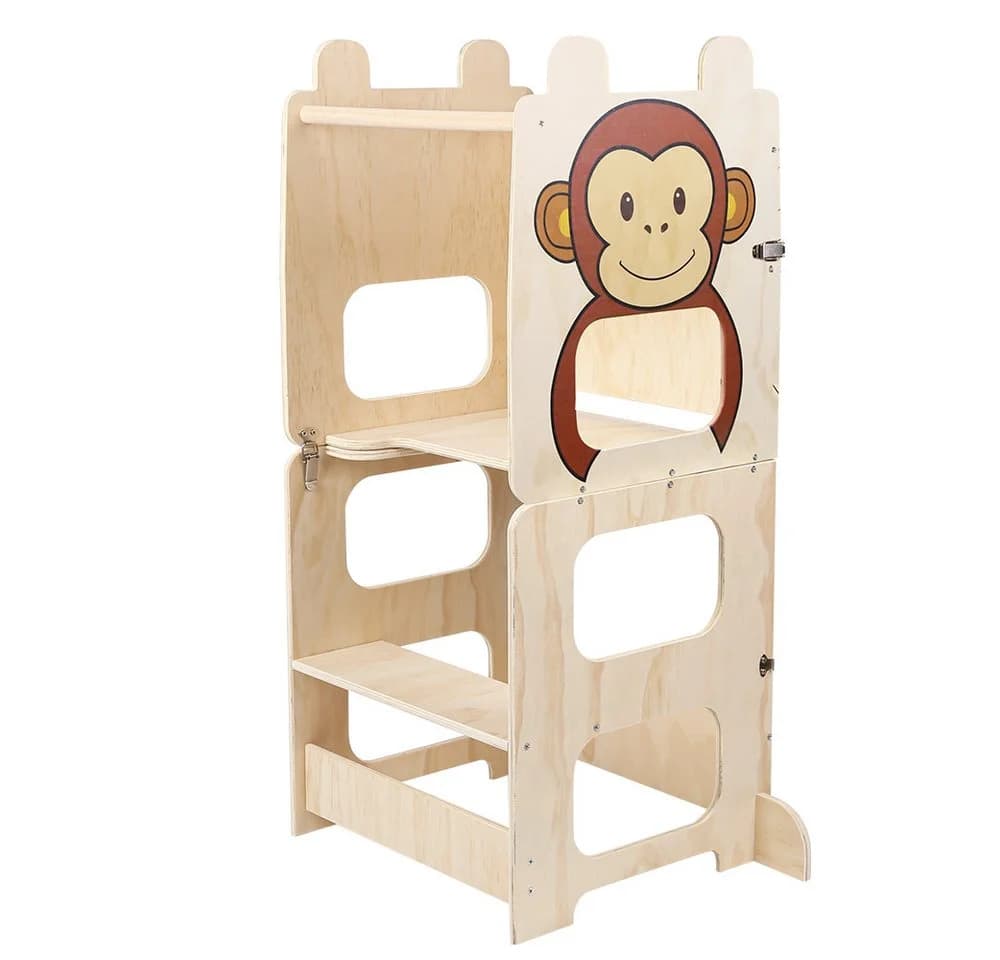 JEOBEST Lernturm Stehhilfe 3-in-1 mit Kreidetafel Braun - Bild 5