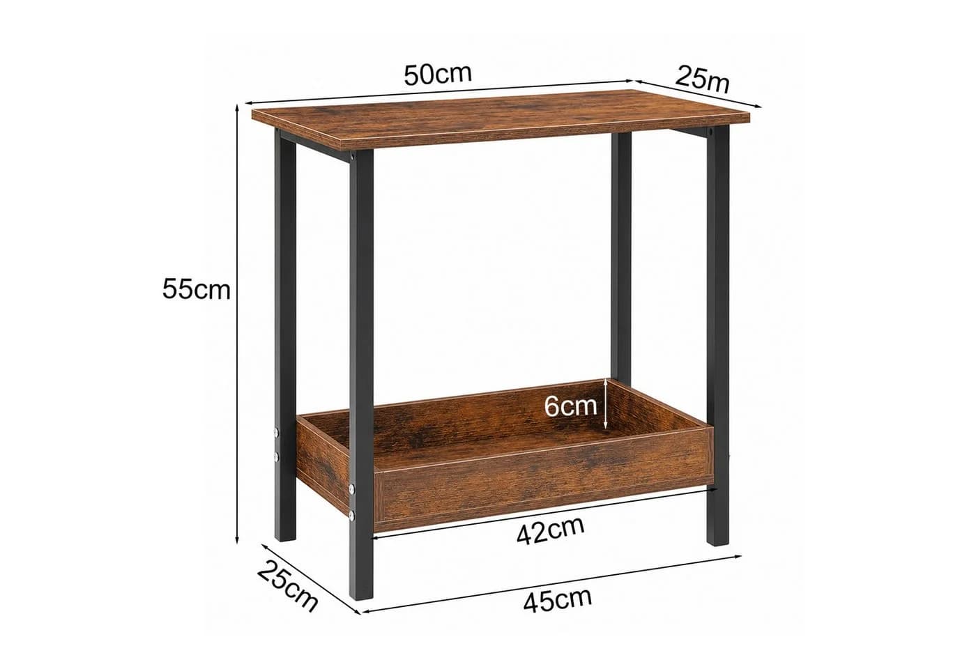 JEOBEST Beistelltisch Modern Braun Metallgestell - Bild 4