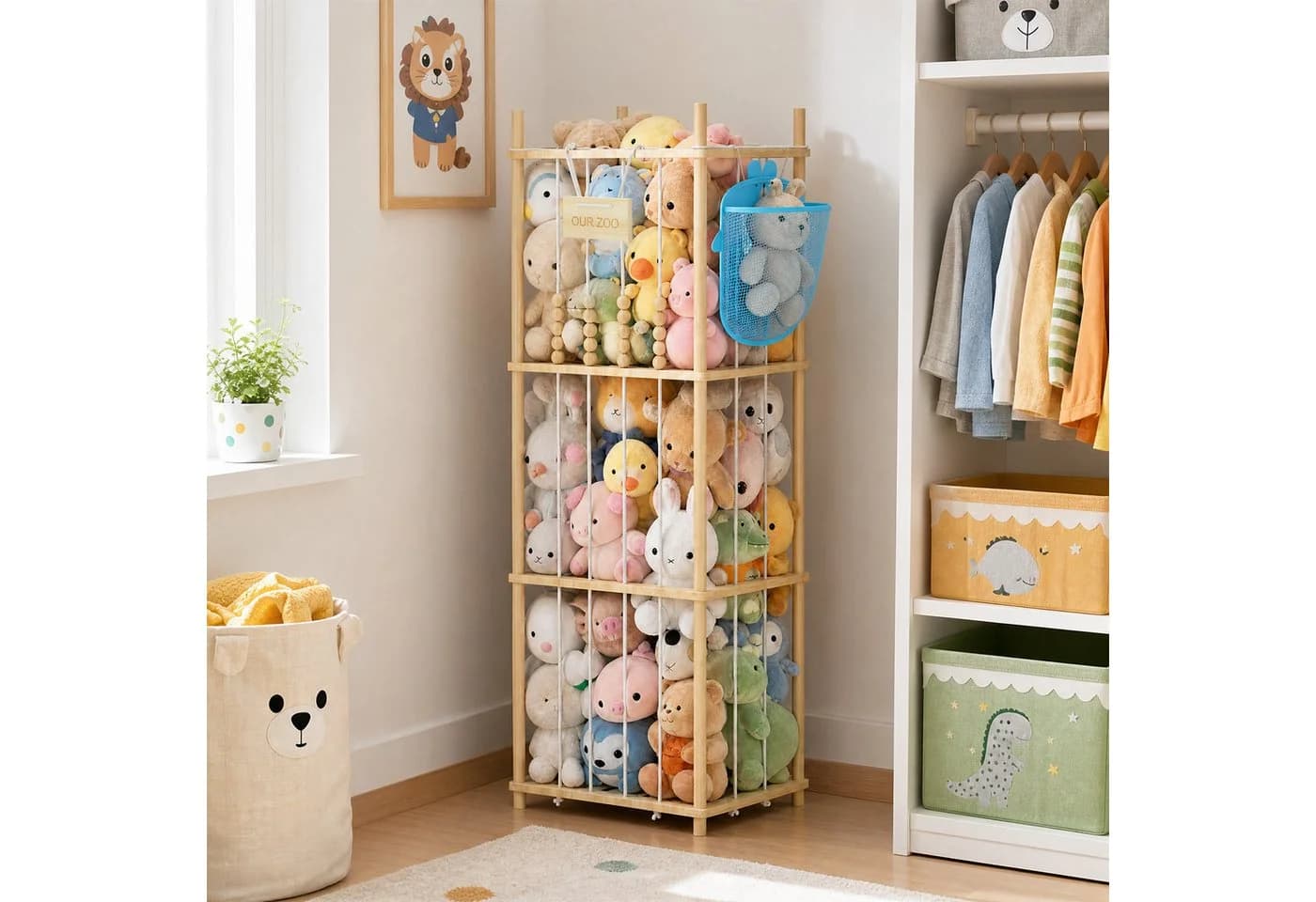 JEOBEST Spielzeugtruhe aus Massivholz mit Seildesign - Bild 3