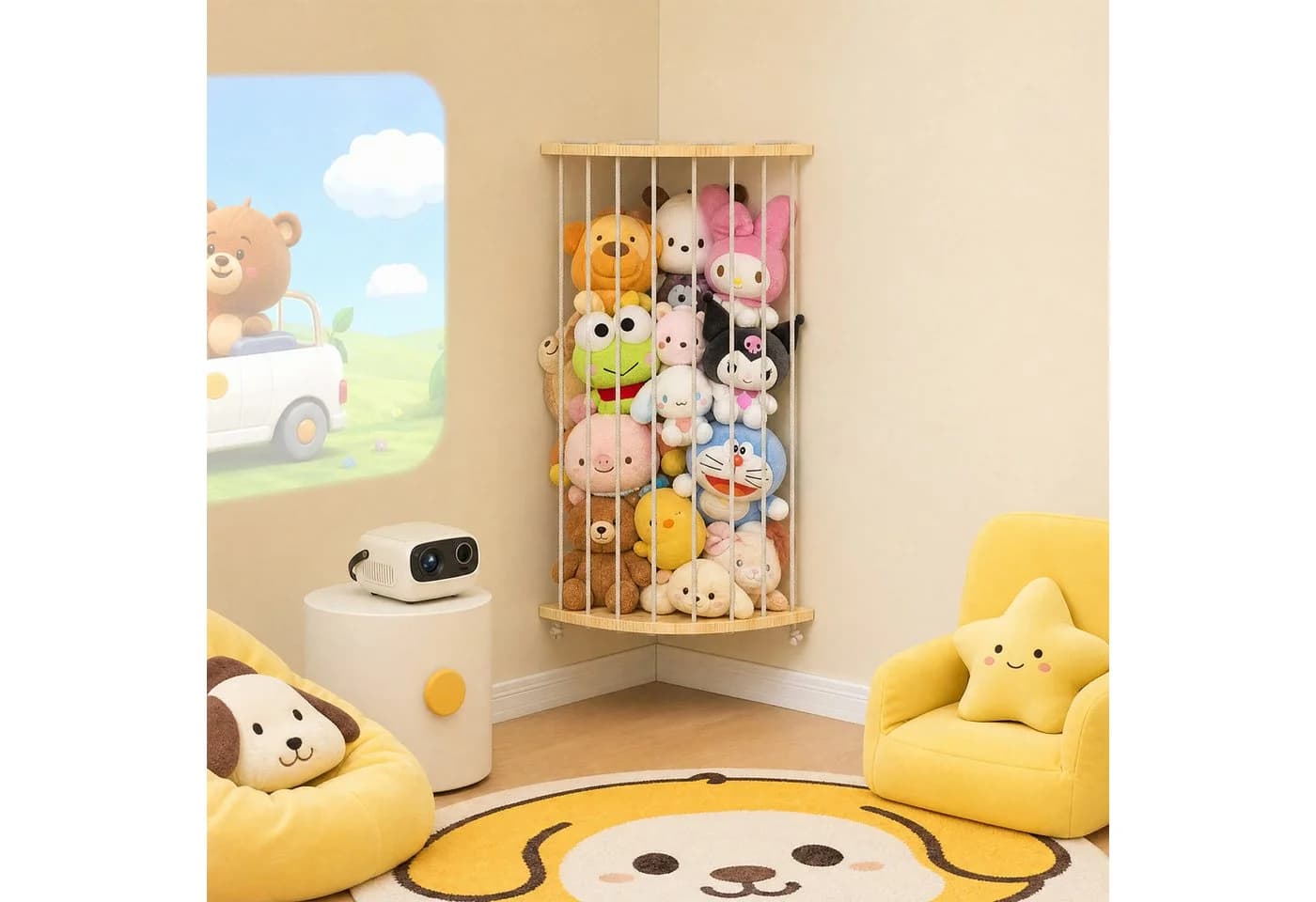 JEOBEST Spielzeugtruhe Kuscheltier Aufbewahrung Holz Wand Ecke - Bild 2