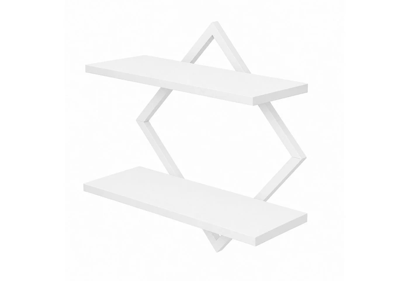 JEOBEST Schweberegal 2-tlg. Weiß Rautenmuster Holz Metall - Bild 3