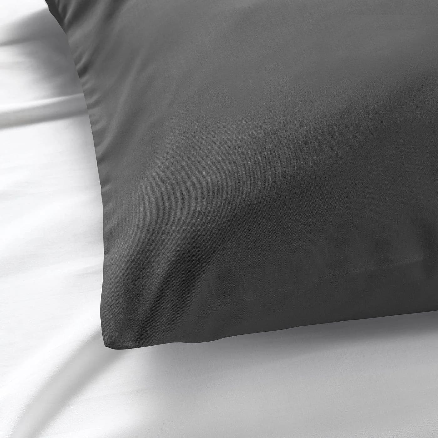 IKEA NATTJASMIN Kopfkissenbezug Dunkelgrau Satin Lyocell Baumwolle