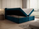 Goldstoff Boxspringbett mit Bettkasten und Topper Blau Bild 1