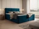 Goldstoff Boxspringbett mit Bettkasten und Topper Blau Bild 2