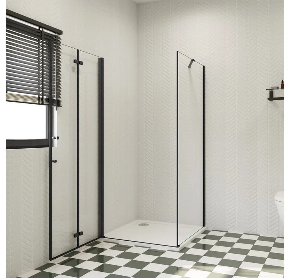 duschspa Eckdusche 185cm Nano Glas Schwarz Einscheibensicherheitsglas