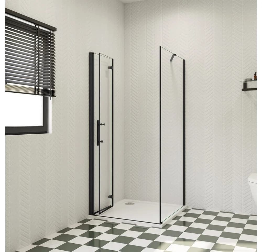duschspa Eckdusche 185cm Nano Glas Schwarz Einscheibensicherheitsglas - Bild 3