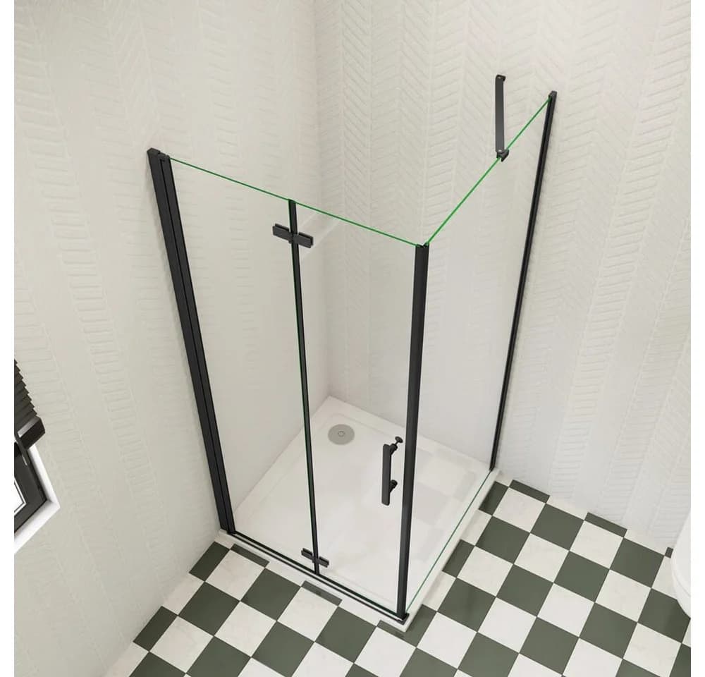 duschspa Eckdusche 185cm Nano Glas Schwarz Einscheibensicherheitsglas - Bild 4
