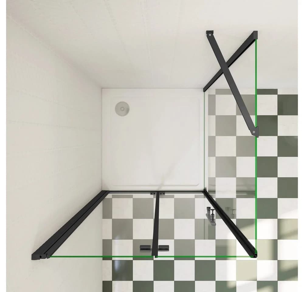 duschspa Eckdusche 185cm Nano Glas Schwarz Einscheibensicherheitsglas - Bild 5