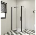 duschspa Eckdusche 185cm ESG Falttür Schwarz Glas Bild 2