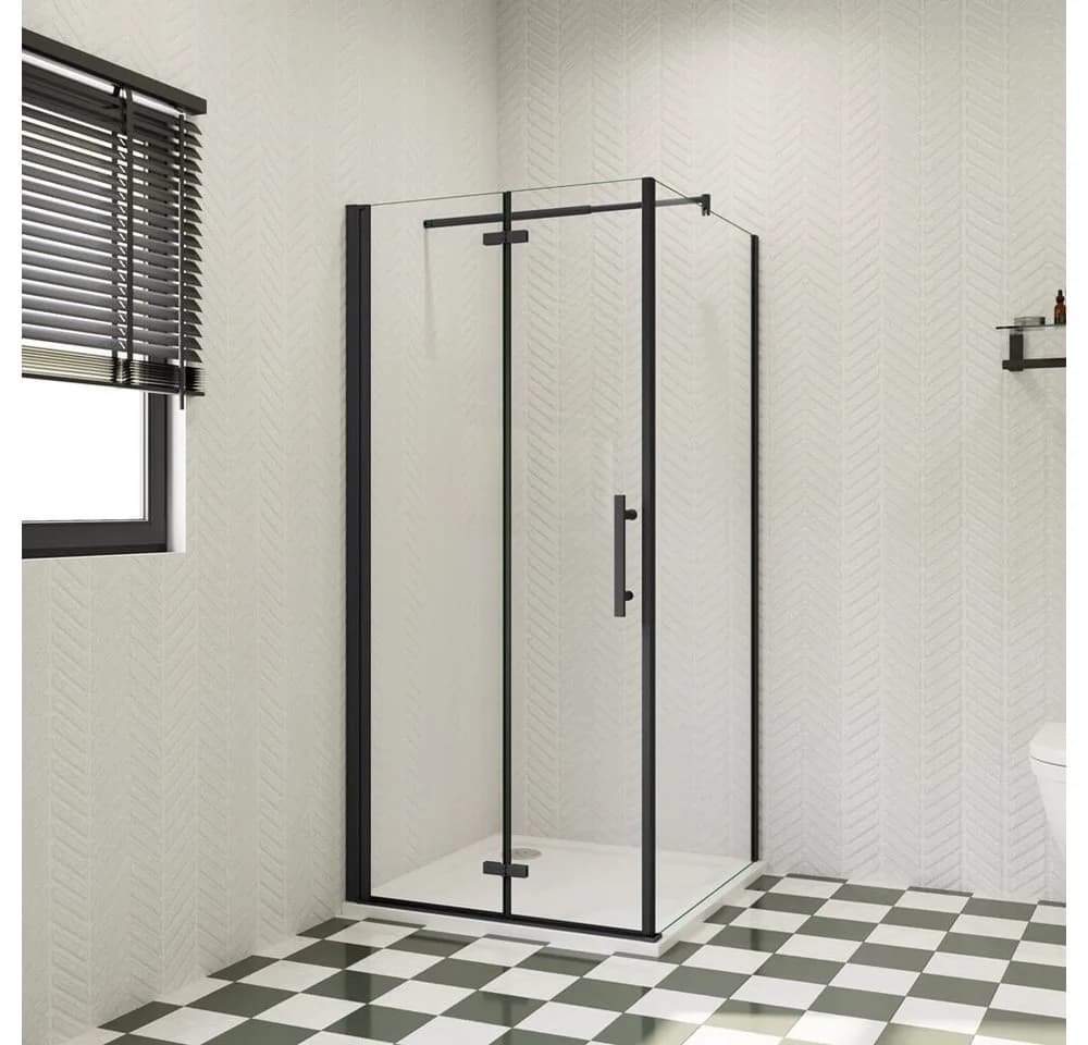 duschspa Eckdusche 185cm ESG Falttür Schwarz Glas - Bild 2