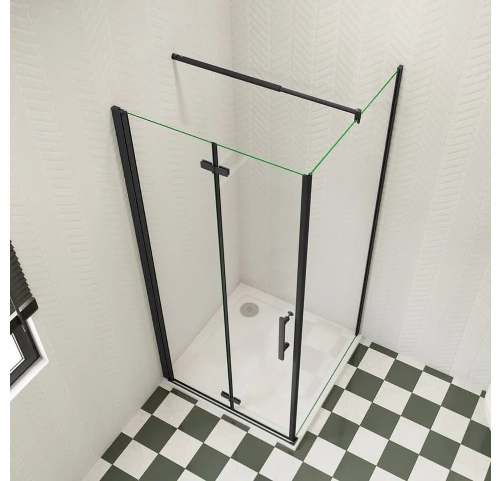 duschspa Eckdusche 185cm ESG Falttür Schwarz Glas - Bild 4