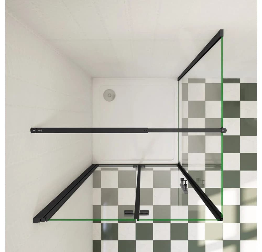 duschspa Eckdusche 185cm ESG Falttür Schwarz Glas - Bild 5