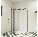 duschspa Komplettdusche 195cm Schwarz U-Form ESG Glas Falttür Bild 1
