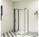 duschspa Komplettdusche 195cm Schwarz U-Form ESG Glas Falttür Bild 3