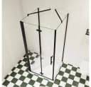 duschspa Komplettdusche 195cm Schwarz U-Form ESG Glas Falttür Bild 4
