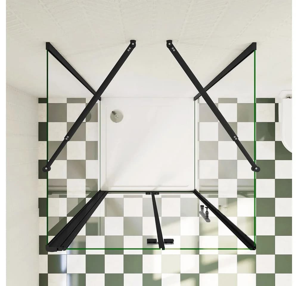 duschspa Komplettdusche 195cm Schwarz U-Form ESG Glas Falttür - Bild 5