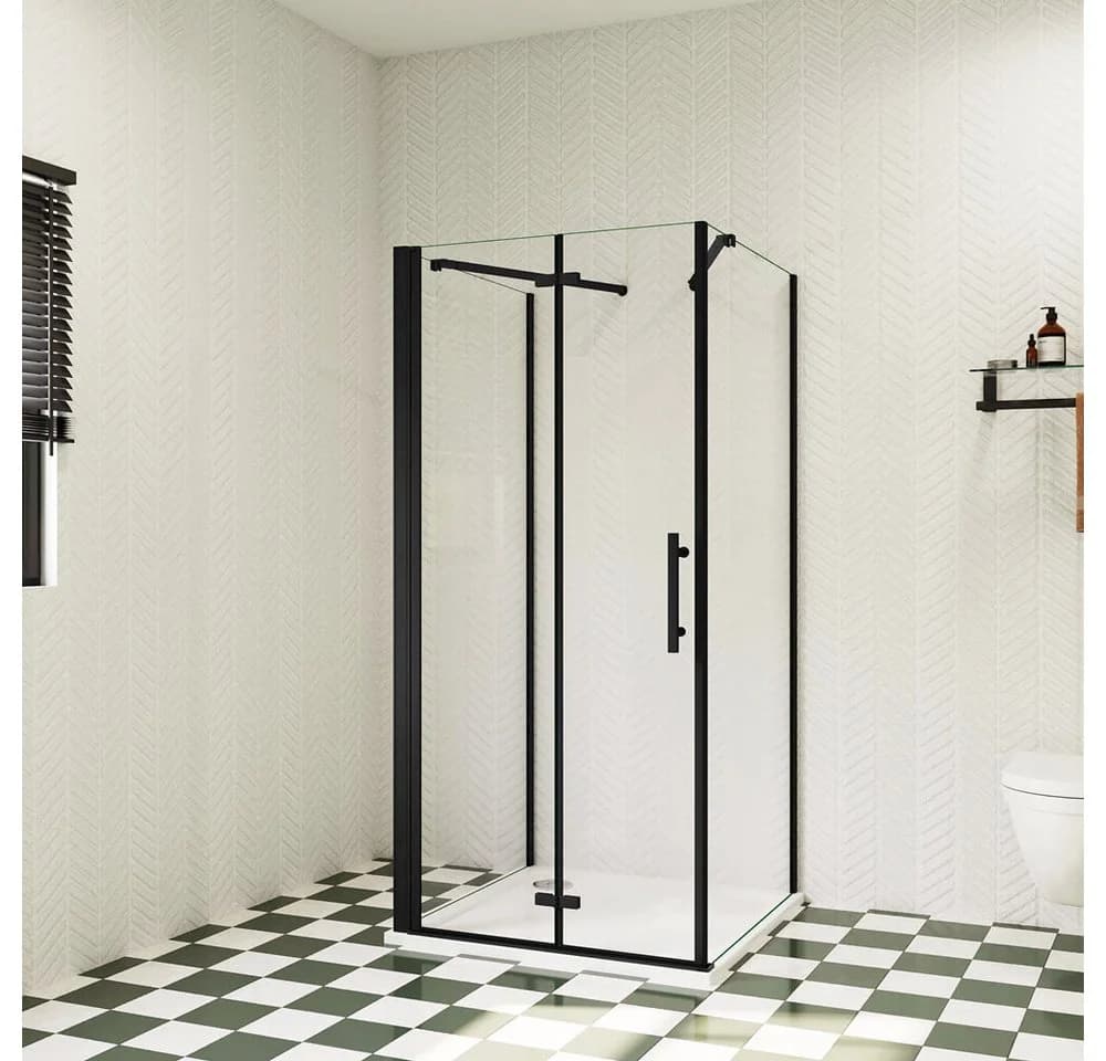 duschspa Komplettdusche U-Form Falttür Schwarz ESG Glas Nano - Bild 2