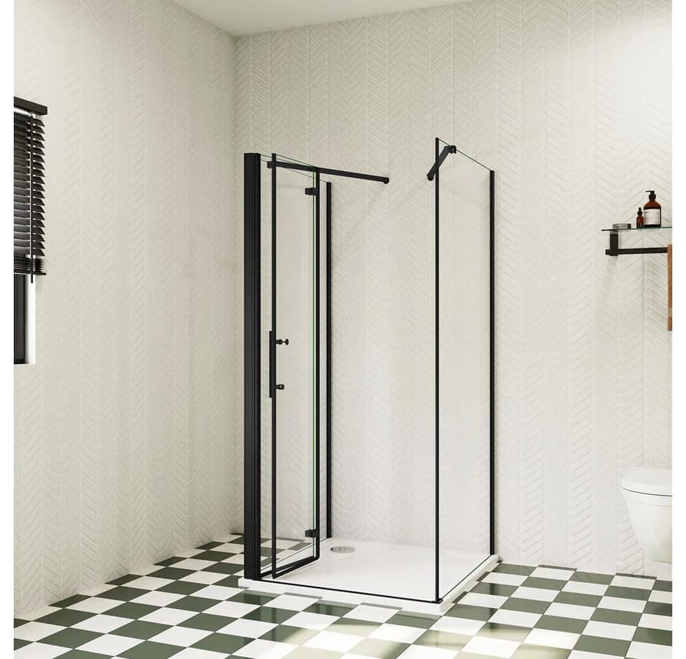 duschspa Komplettdusche U-Form Falttür Schwarz ESG Glas Nano - Bild 3