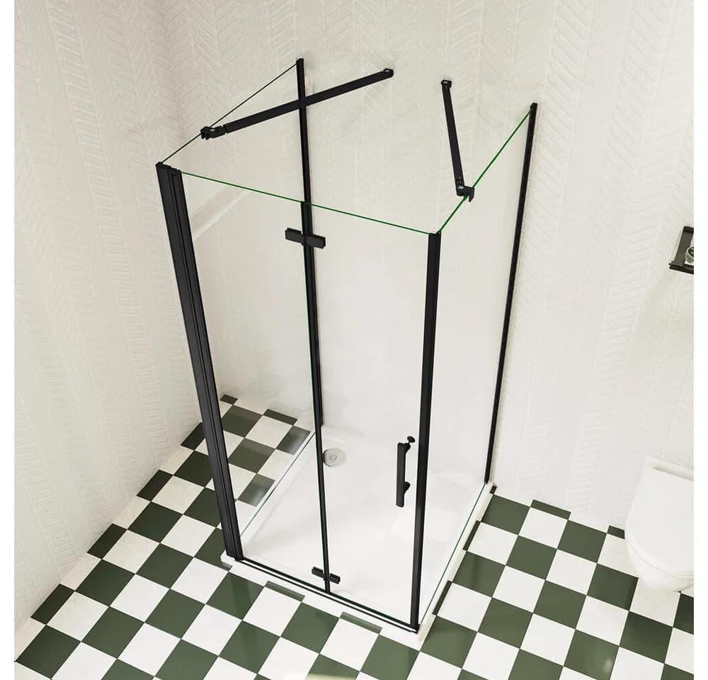 duschspa Komplettdusche U-Form Falttür Schwarz ESG Glas Nano - Bild 4