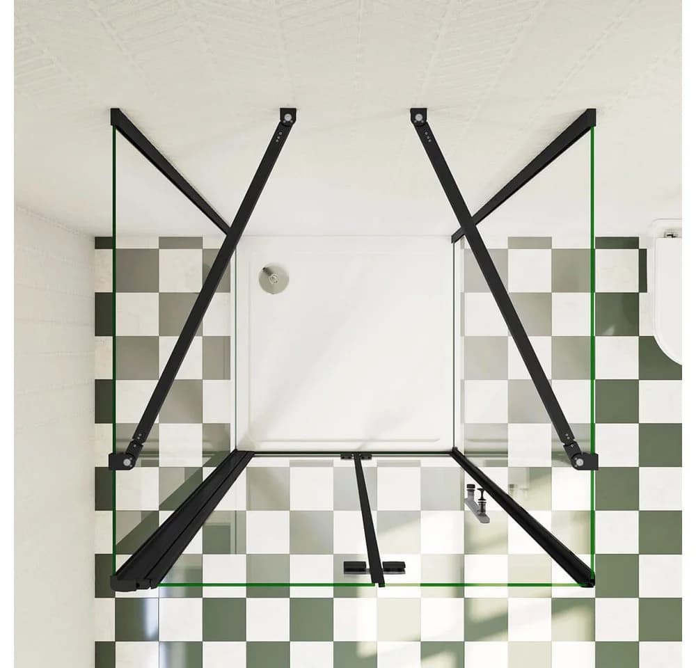 duschspa Komplettdusche U-Form Falttür Schwarz ESG Glas Nano - Bild 5