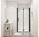 duschspa Dusch-Falttür 185cm ESG Glas Schwarz Aluminium Bild 2