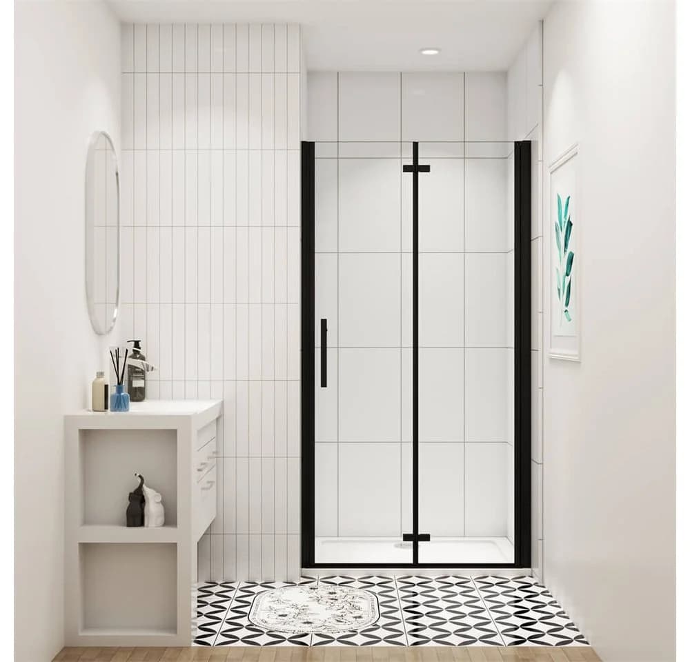 duschspa Dusch-Falttür 185cm ESG Glas Schwarz Aluminium - Bild 2